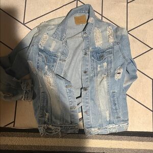 Distressed Light Blue Denim Jacket - Women